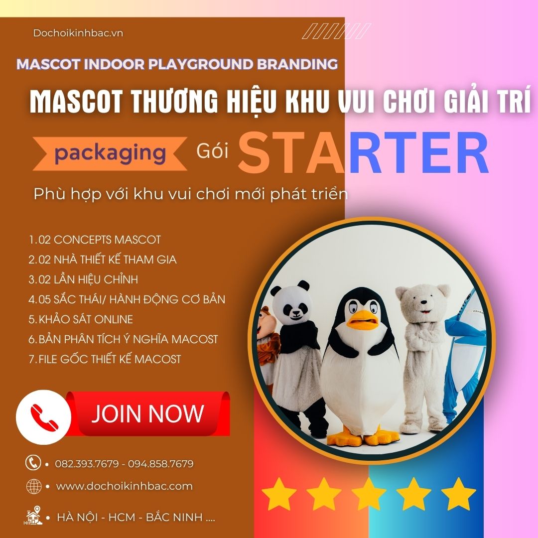 Mascot Linh vật đại diện khu vui chơi STARTER - Phù hợp khu vui chơi mới phát triển