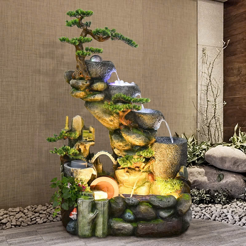 Đài phun nước xếp tầng phong thủy may mắn tài lộc