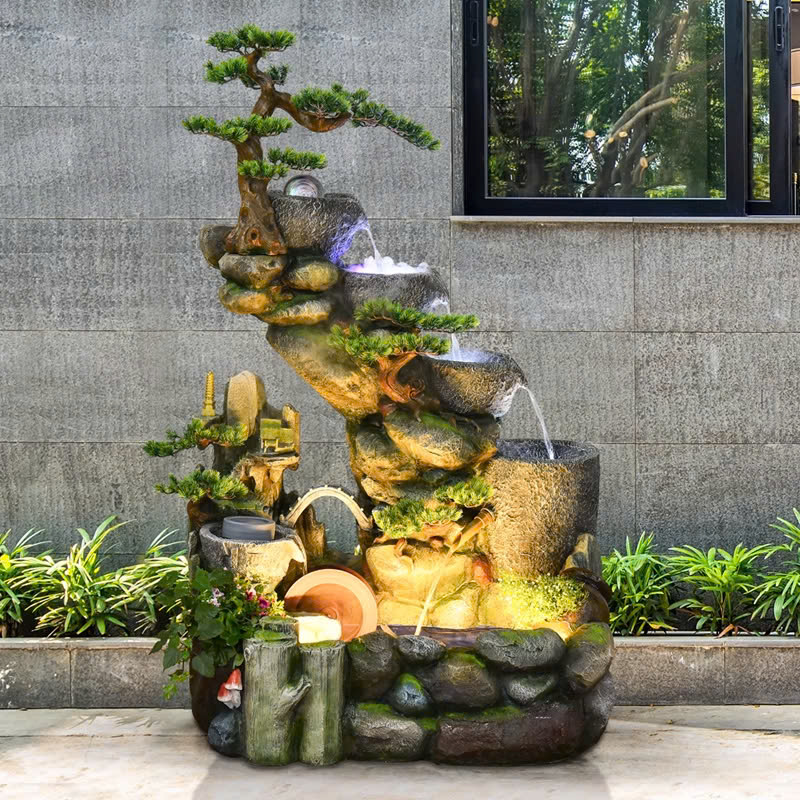 Đài phun nước xếp tầng phong thủy may mắn tài lộc