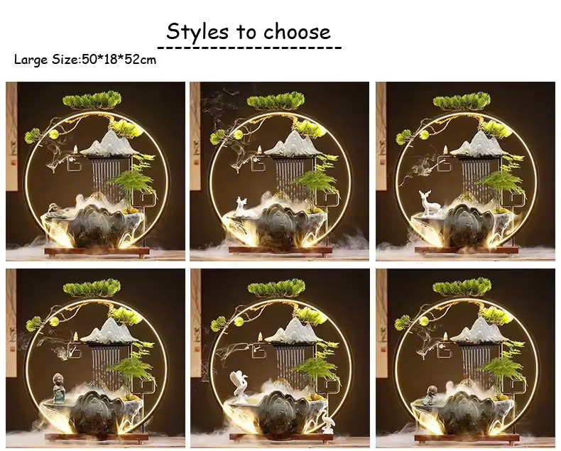 Tiểu Cảnh Thác Khói Trầm Hương May Mắn, Tài Lộc