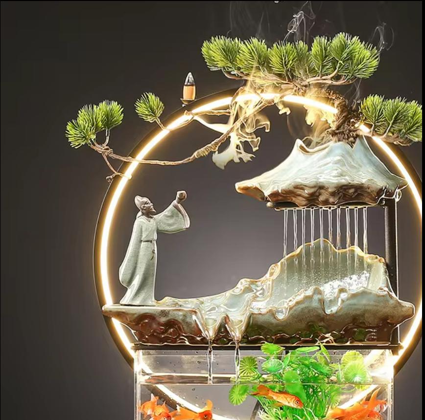 Tiểu Cảnh Thác Khói Trầm Hương May Mắn Tài Lộc