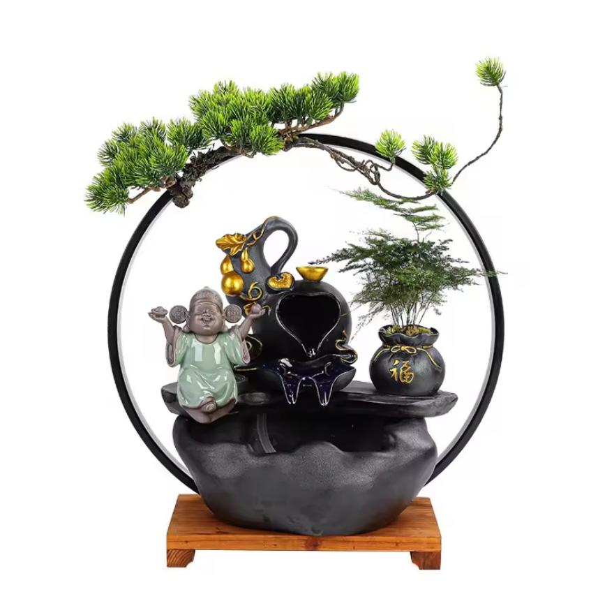 Thác Khói Trầm Hương Phong Thủy Cao Cấp Có Đài Phun Nước