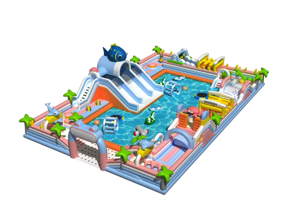 Nhà phao nhà hơi liên hoàn NPNHLHKB16 Dochoikinhbac - Khu trò chơi phao hơi vui nhộn