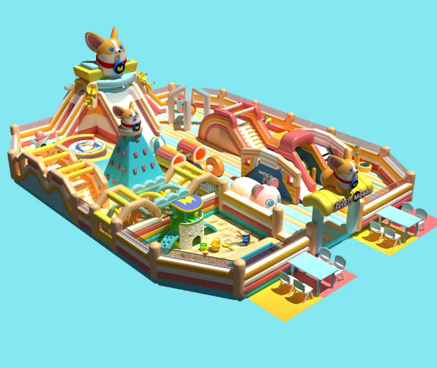 Nhà phao nhà hơi liên hoàn NPNHLHKB17 Dochoikinhbac - Khu trò chơi phao hơi vui nhộn