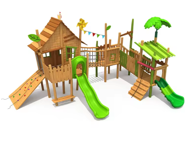 Cầu trượt liên hoàn gỗ LHGOKB34 Dochoikinhbac Giải trí siêu hấp dẫn từ khu vui chơi trẻ em