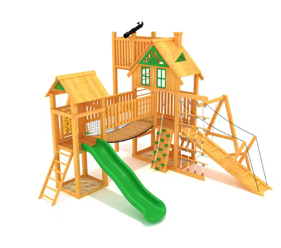 Cầu trượt liên hoàn gỗ LHGOKB45 Dochoikinhbac Giải trí siêu hấp dẫn từ khu vui chơi trẻ em