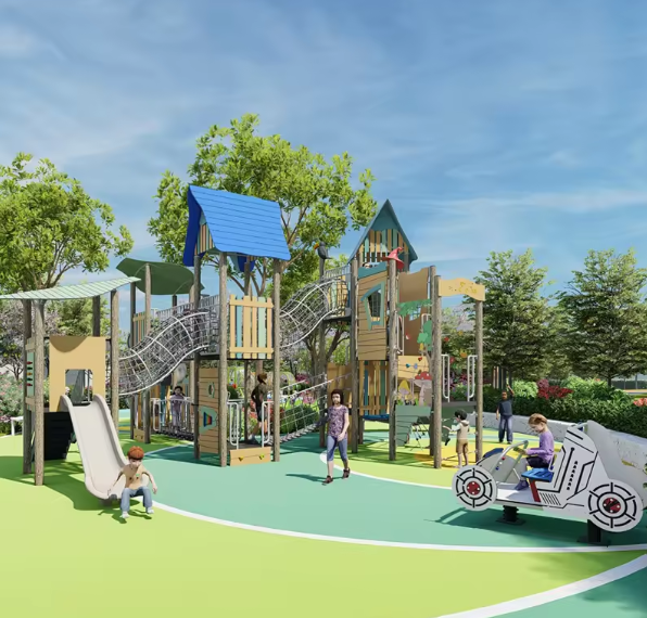 Mẫu thiết kế 3D khu vui chơi ngoài trời KVCNTKB16 Dochoikinhbac