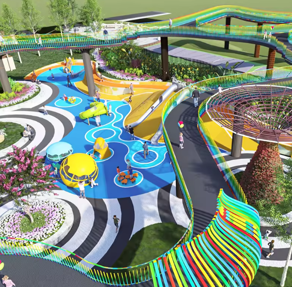 Mẫu thiết kế 3D khu vui chơi ngoài trời KVCNTKB26 Dochoikinhbac