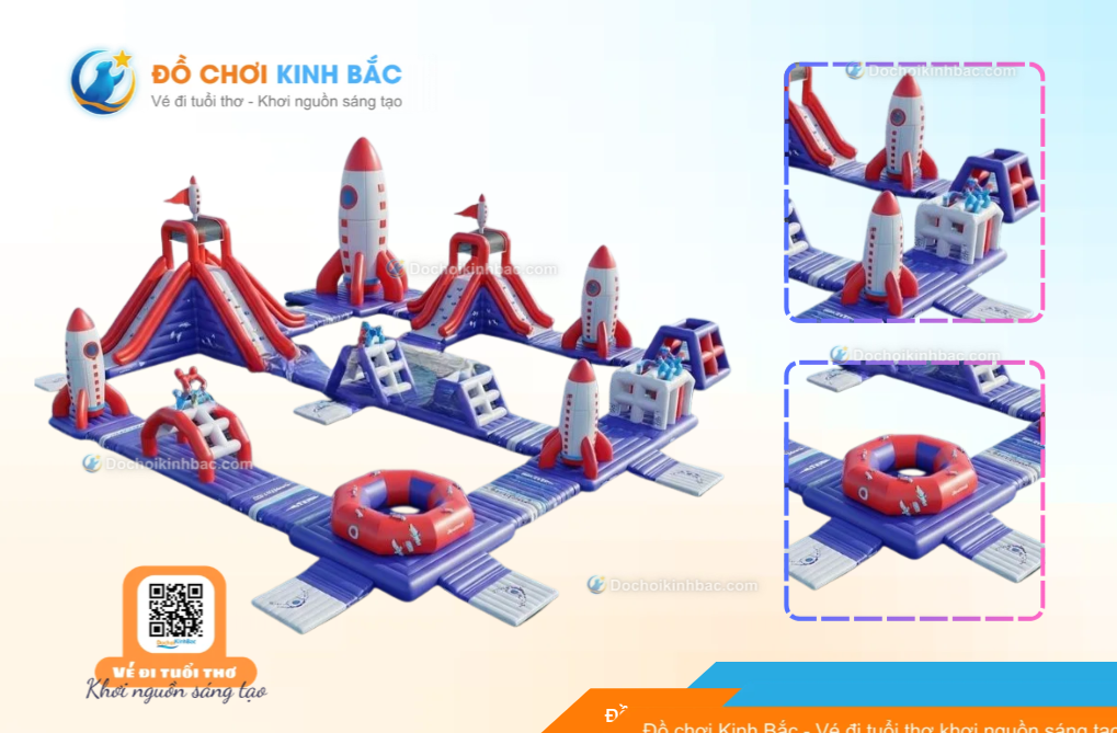 Nhà phao nhà hơi liên hoàn NPNHLHKB42 Dochoikinhbac - Khu trò chơi phao hơi vui nhộn