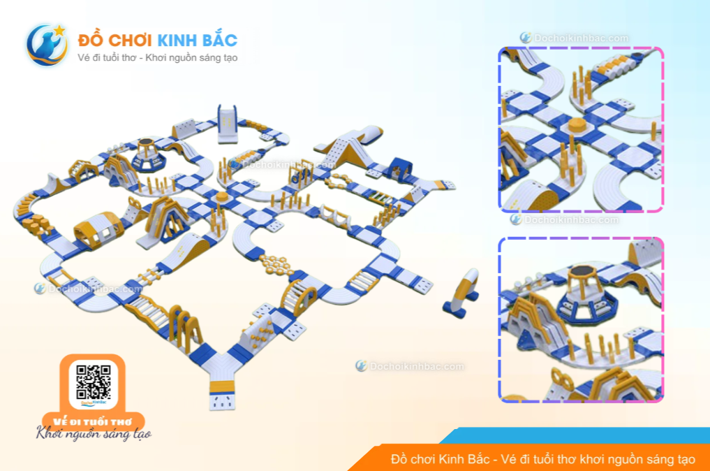 Nhà phao nhà hơi liên hoàn NPNHLHKB44 Dochoikinhbac - Khu trò chơi phao hơi vui nhộn