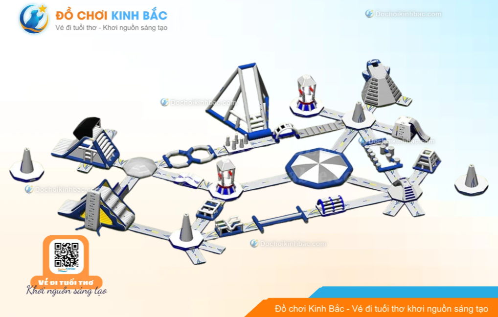 Nhà phao nhà hơi liên hoàn NPNHLHKB45 Dochoikinhbac - Khu trò chơi phao hơi vui nhộn