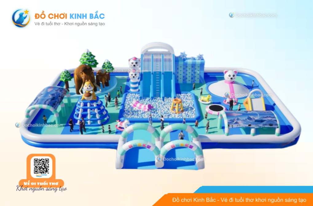 Nhà phao nhà hơi liên hoàn NPNHLHKB46 Dochoikinhbac - Khu trò chơi phao hơi vui nhộn