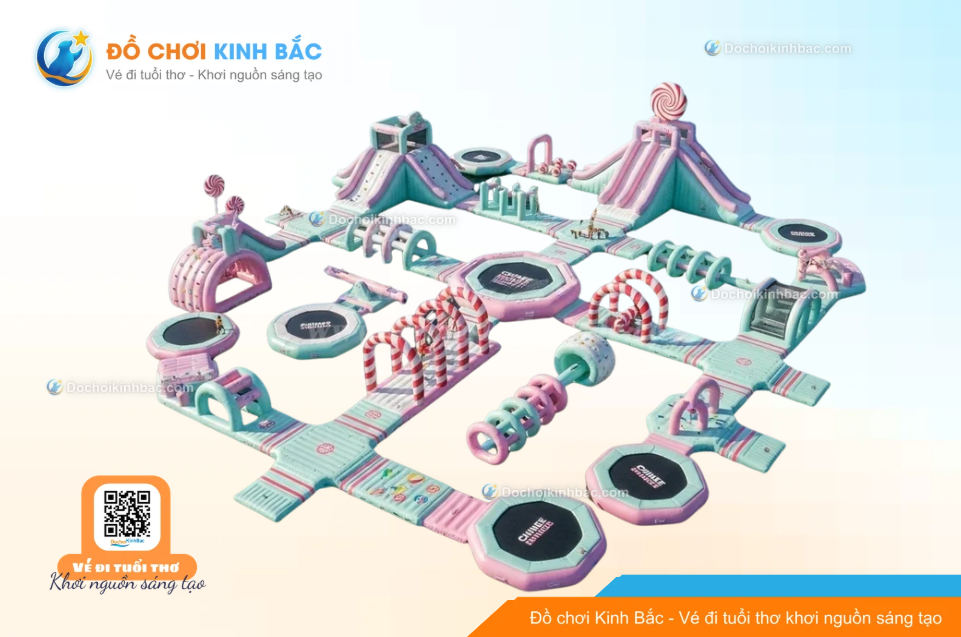 Nhà phao nhà hơi liên hoàn NPNHLHKB51 Dochoikinhbac - Khu trò chơi phao hơi vui nhộn