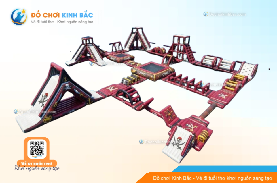 Nhà phao nhà hơi liên hoàn NPNHLHKB52 Dochoikinhbac - Khu trò chơi phao hơi vui nhộn