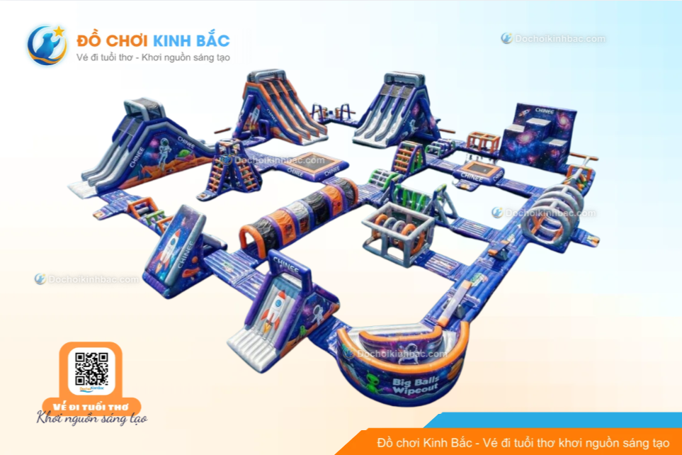 Nhà phao nhà hơi liên hoàn NPNHLHKB54 Dochoikinhbac - Khu trò chơi phao hơi vui nhộn