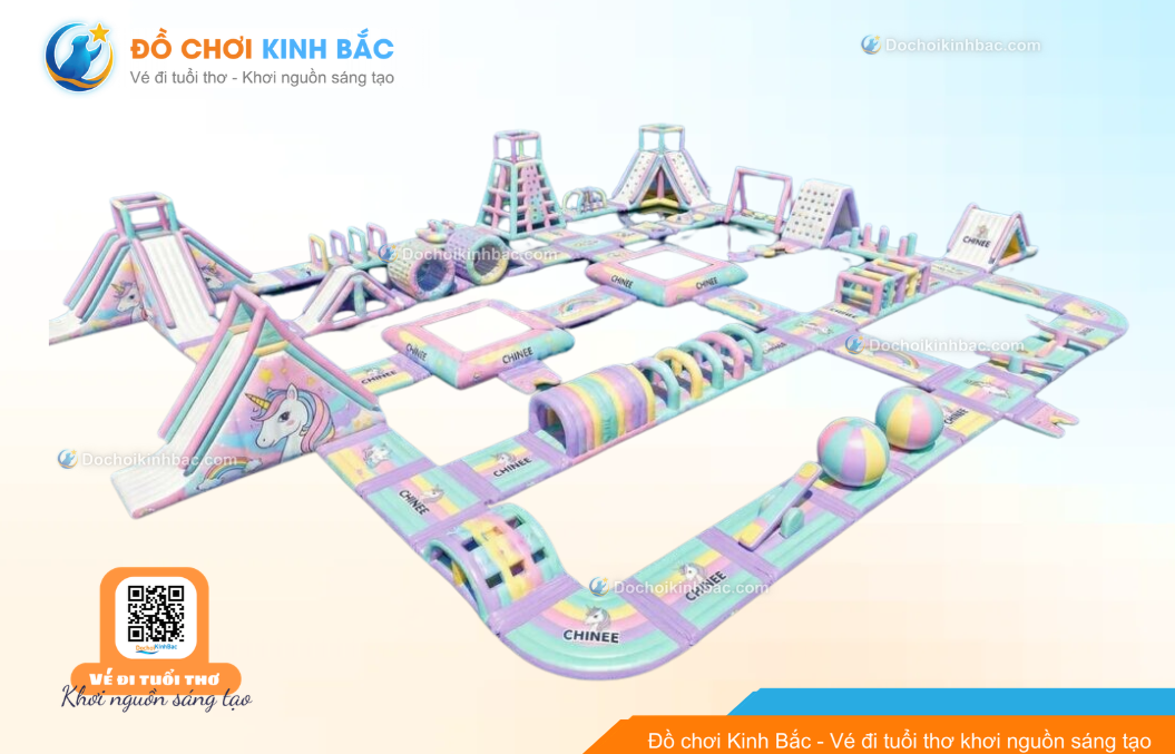 Nhà phao nhà hơi liên hoàn NPNHLHKB56 Dochoikinhbac - Khu trò chơi phao hơi vui nhộn