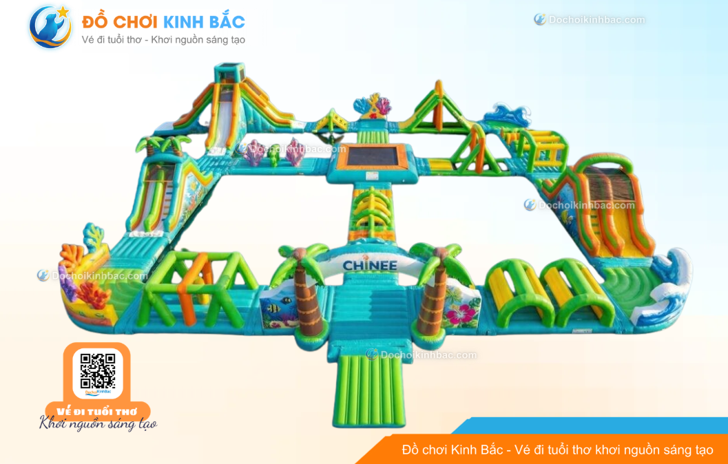 Nhà phao nhà hơi liên hoàn NPNHLHKB60 Dochoikinhbac - Khu trò chơi phao hơi vui nhộn