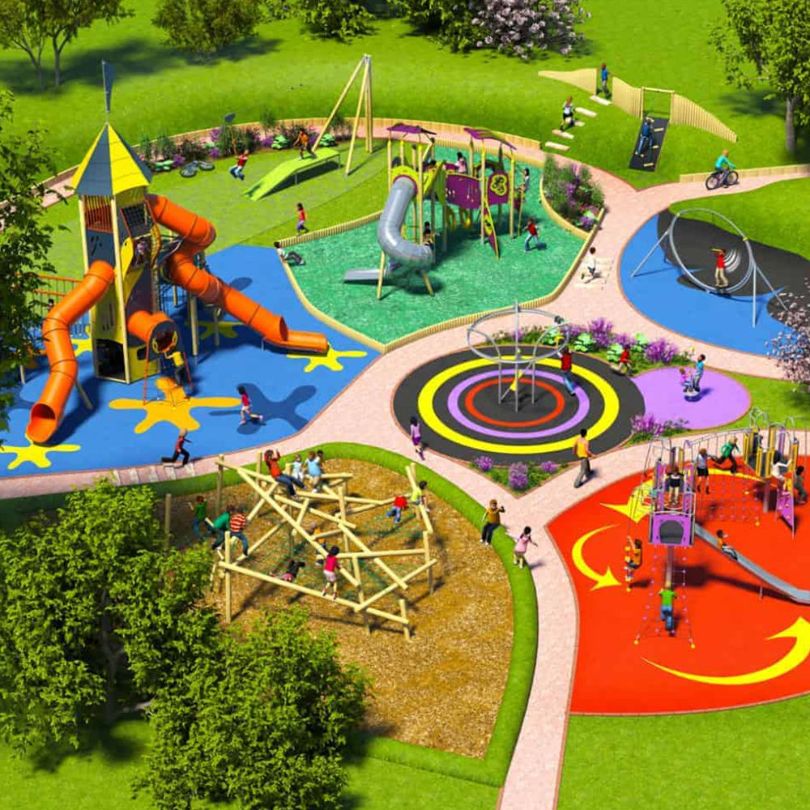 Mẫu thiết kế 3D khu vui chơi ngoài trời KVCNTKB01 Dochoikinhbac
