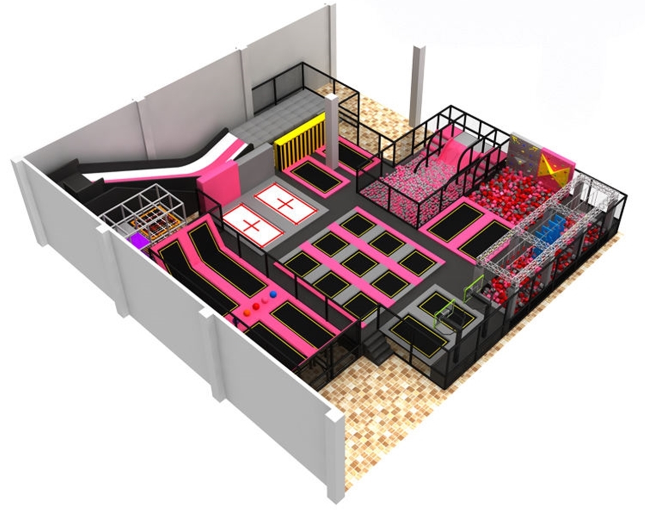 Đấu trường nhún nhảy KVCTP3505- Công viên bạt nhún -Trampoline park tổ hợp vui chơi giải trí