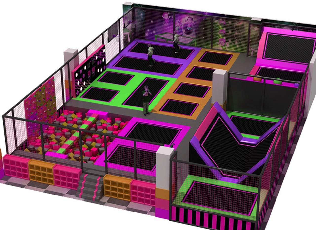 Khu nhào lộn KVCTP1518- Trampoline jum arena - Đấu trường công viên bạt nhún bay cao hấp dẫn