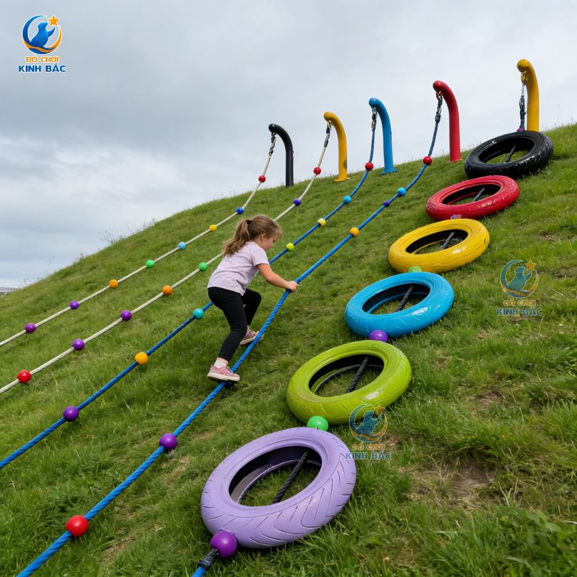 Trò Chơi Leo Núi Dây Thừng Kết Hợp Lốp Màu LNDTKB38 Dochoikinhbac - Trò chơi công viên thu hút