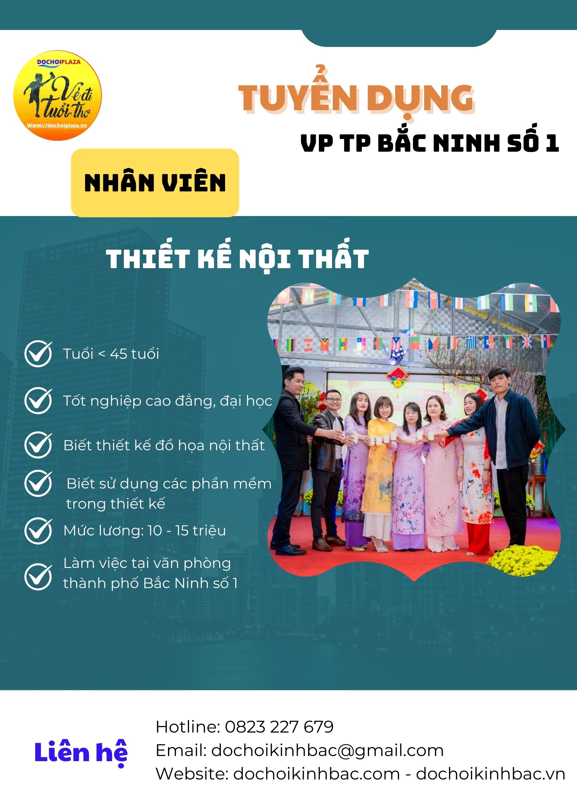 ĐỒ CHƠI KINH BẮC - CHI NHÁNH VP TP BẮC NINH TUYỂN DỤNG NHÂN VIÊN THIẾT KẾ 3D