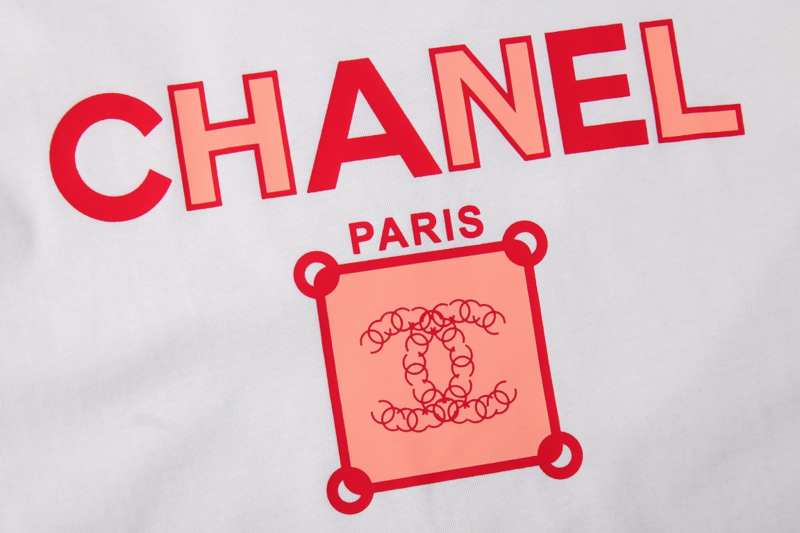 Chanel Xiaoxiang two-color letter square print short-sleeved T-shirt White