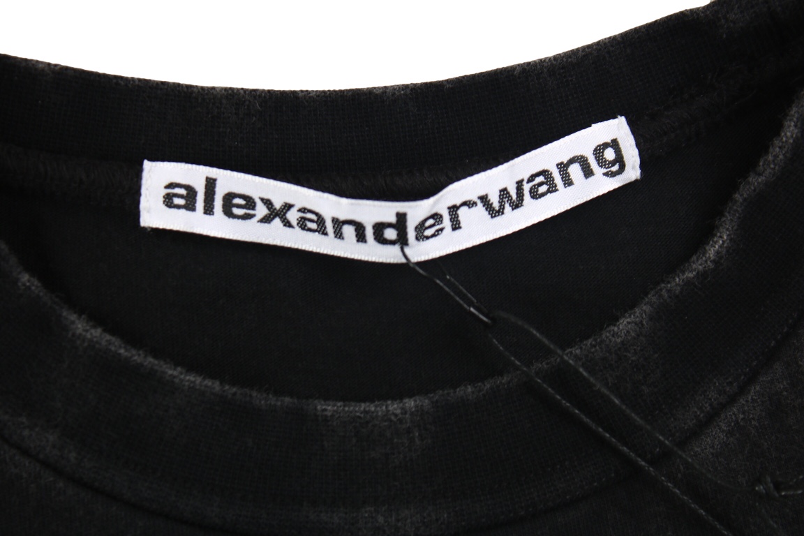 Alexander Wang 23SS rhinestone washed short-sleeved T-shirt