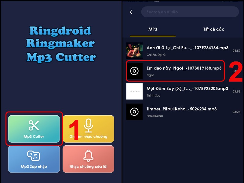 Cắt nhạc trên điện thoại bằng Mp3 Cutter
