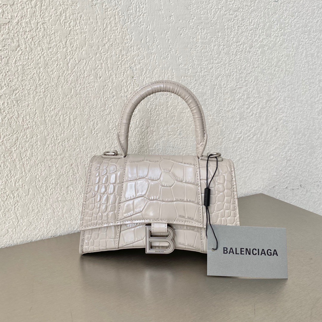 Balenciaga Womens Hourglass Distressed Handbag in Grey  LNCC