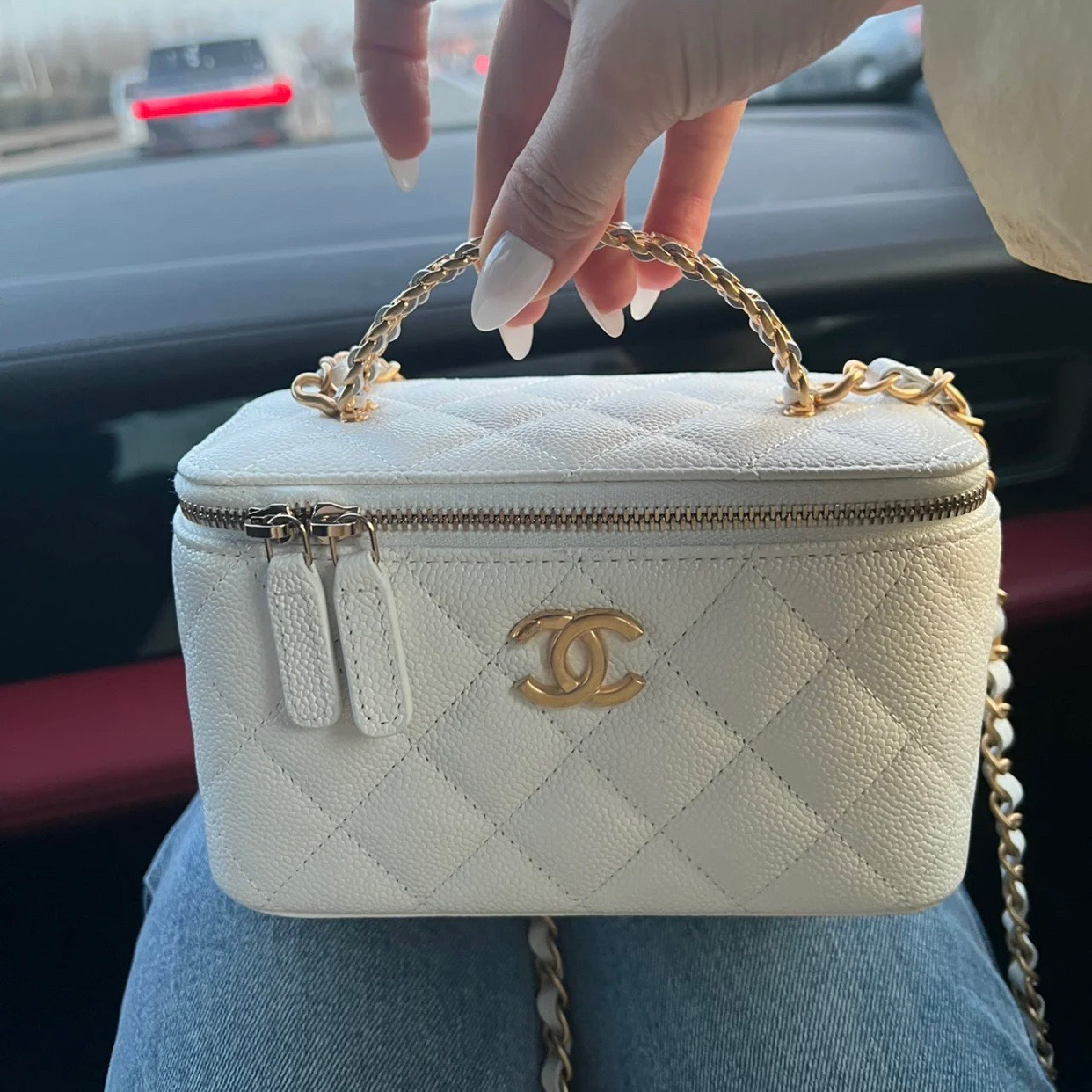 Chanel Classic Flap Bag White  Nice Bag