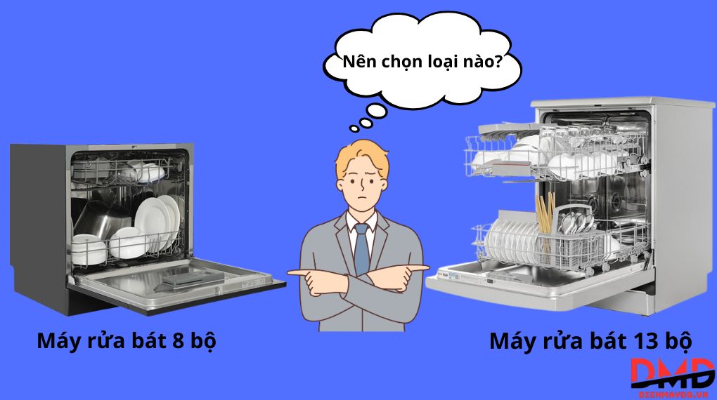 Máy rửa bát 8 bộ vs 13 bộ – nên chọn loại nào?