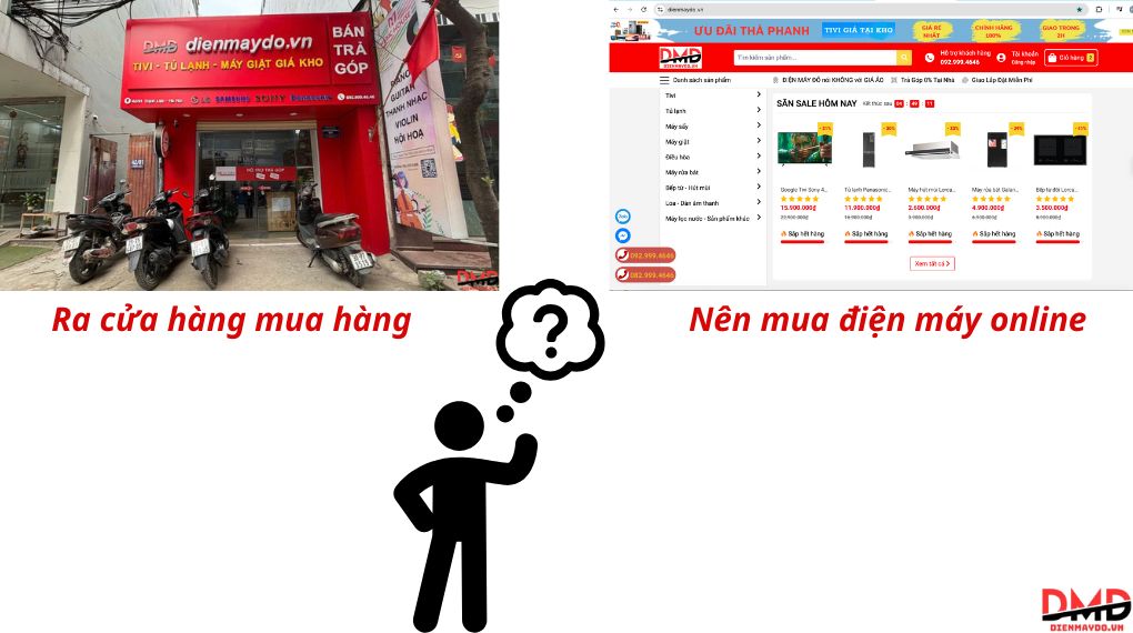 Nên mua điện máy online hay ra cửa hàng?