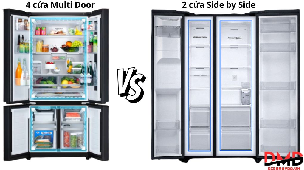 Tủ lạnh 2 cửa Side by Side vs 4 cửa Multi Door – nên mua loại nào?