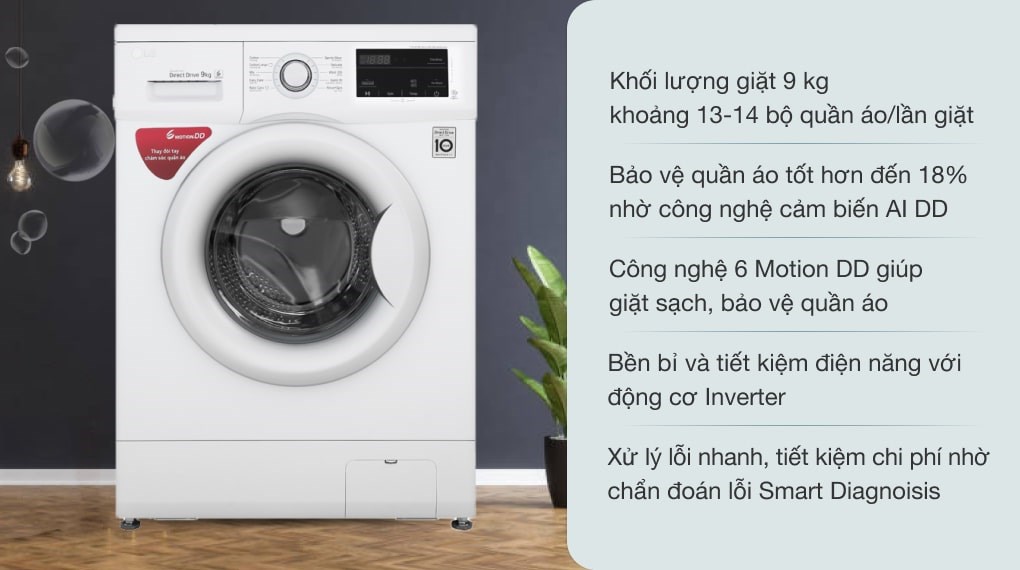Máy giặt LG Inverter 9 kg FM1209S6W