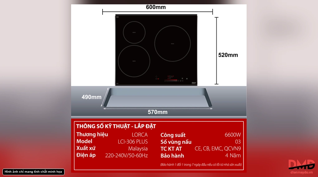 Bếp từ 3 vùng nấu Lorca LCI 306 PLUS