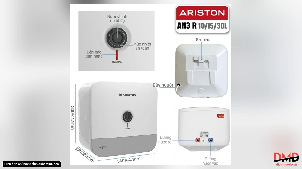 Bình nóng lạnh gián tiếp Ariston ANDRIS3 15 lít 2500W AN3 15R AG+