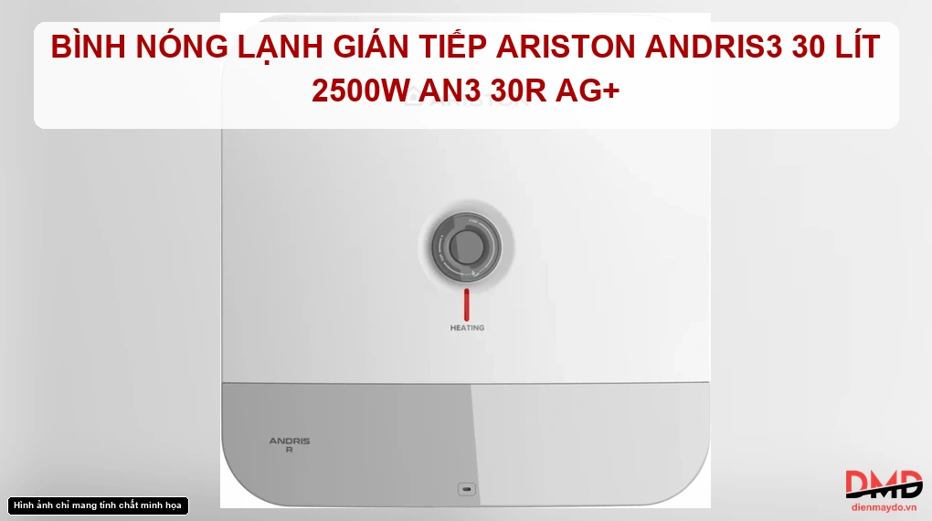 Bình nóng lạnh gián tiếp Ariston ANDRIS3 30 lít 2500W AN3 30R AG+