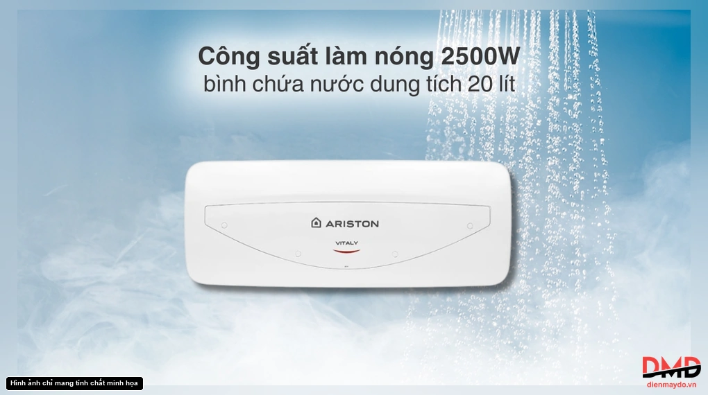Bình nóng lạnh gián tiếp Ariston VITALY 20 lít 2500 W