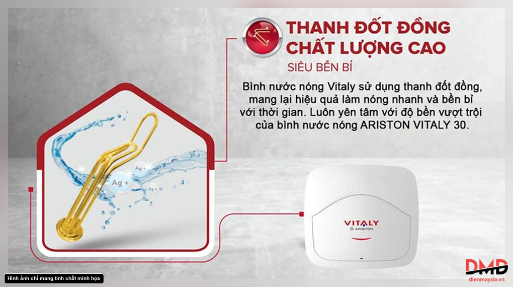 Bình nóng lạnh gián tiếp Ariston VITALY 30 lít 2500 W