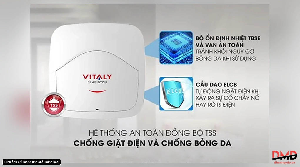 Bình nóng lạnh gián tiếp Ariston VITALY 30 lít 2500 W