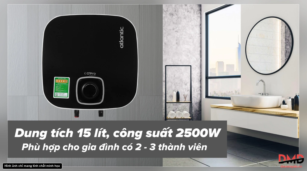 Bình nóng lạnh gián tiếp Atlantic NANTO PLUS 15 lít 2500W SWH 15A M-N2