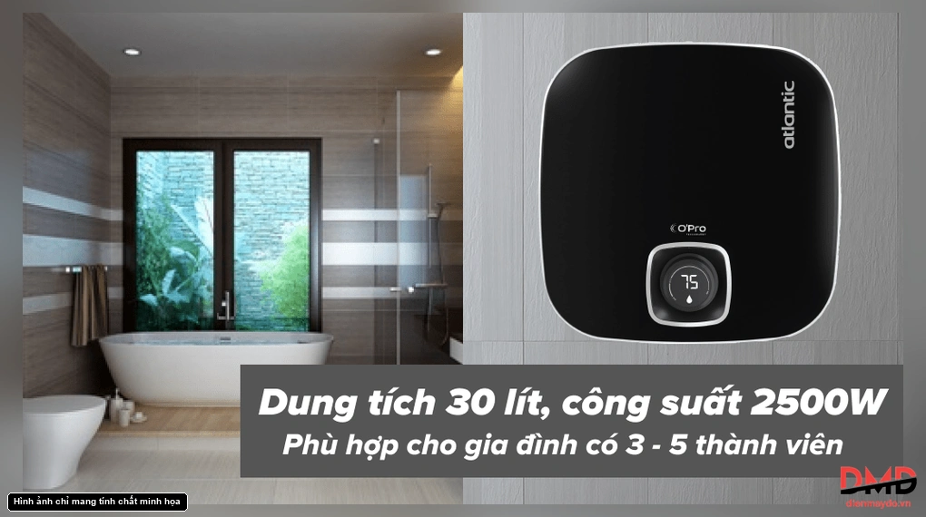 Bình nóng lạnh gián tiếp Atlantic NANTO PLUS 30 lít 2500W SWH 30A M-N2