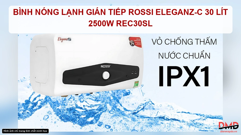 Bình nóng lạnh gián tiếp Rossi Eleganz-C 30 lít 2500W REC30SL