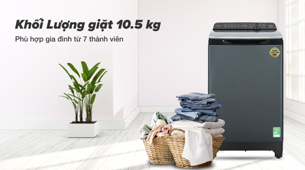 Máy giặt Aqua Inverter 10.5 kg AQW-DR105JT BK