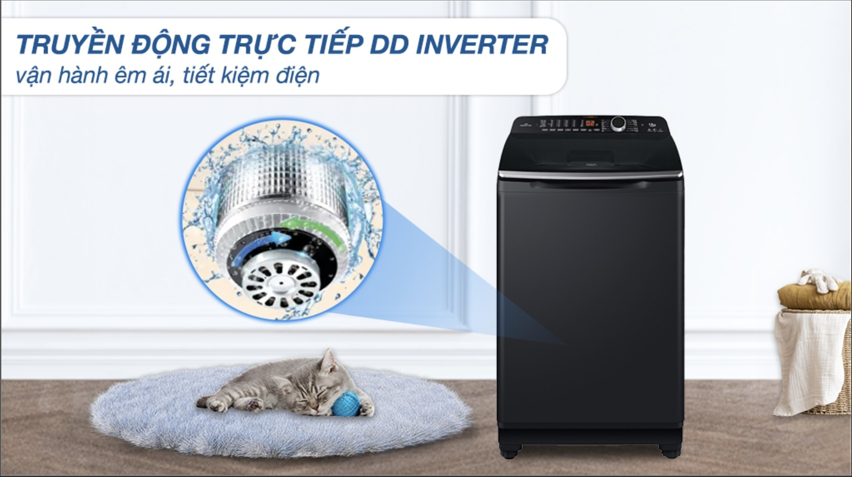 Máy giặt Aqua Inverter 12 kg AQW-DR120HT BK