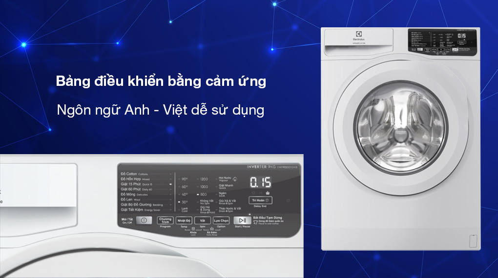 Máy giặt Electrolux Inverter 9 kg EWF9025DQWB