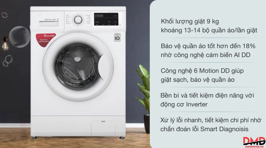 Máy giặt LG 9 kg cửa ngang hay cửa trên dễ dùng