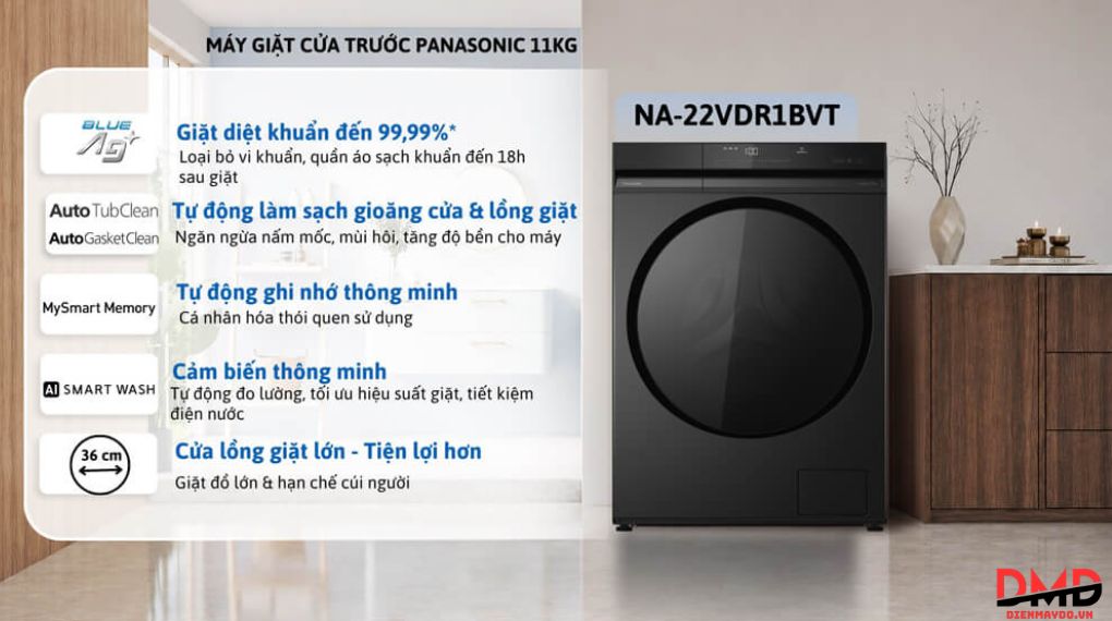 Máy giặt Panasonic Inverter 11 kg NA-22VDR1BVT