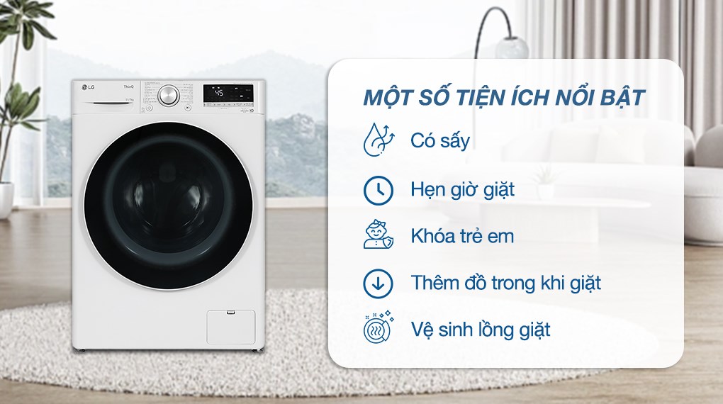 Máy giặt sấy LG Inverter 11/7 kg FV1411D4W